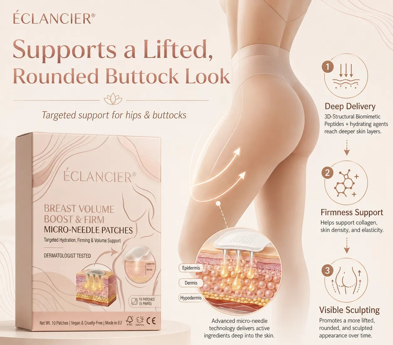 ÉCLANCIER® Targeted Breast Enhancement Advanced Nano Microneedle Patch